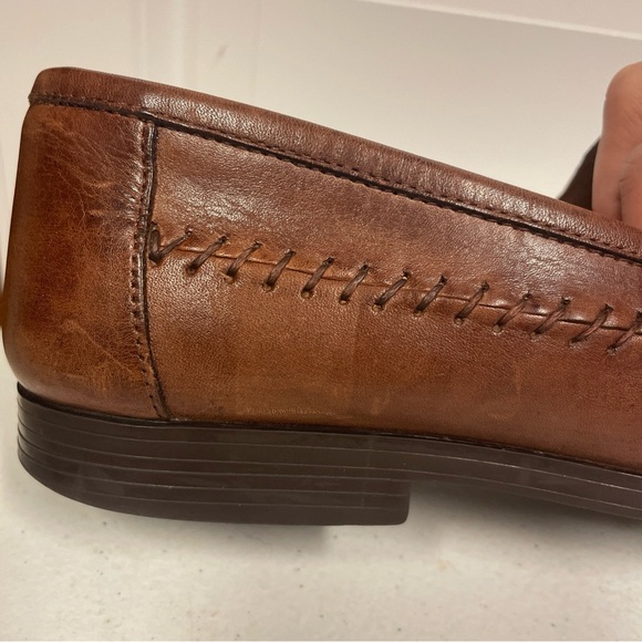 Giorgio Brutini Loafers Milan Shoes Mens Size 8 D Brown Leather Weave Tasseled - Picture 9 of 12